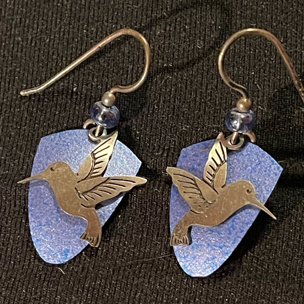 Blue And Silver Hummingbird Earrings 16$